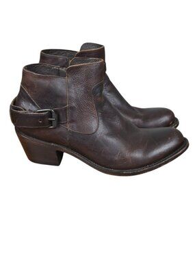 JB Dillon Women’s Western Brown Leather Short Ankle Boots Buckle Zip Size 7.5 B